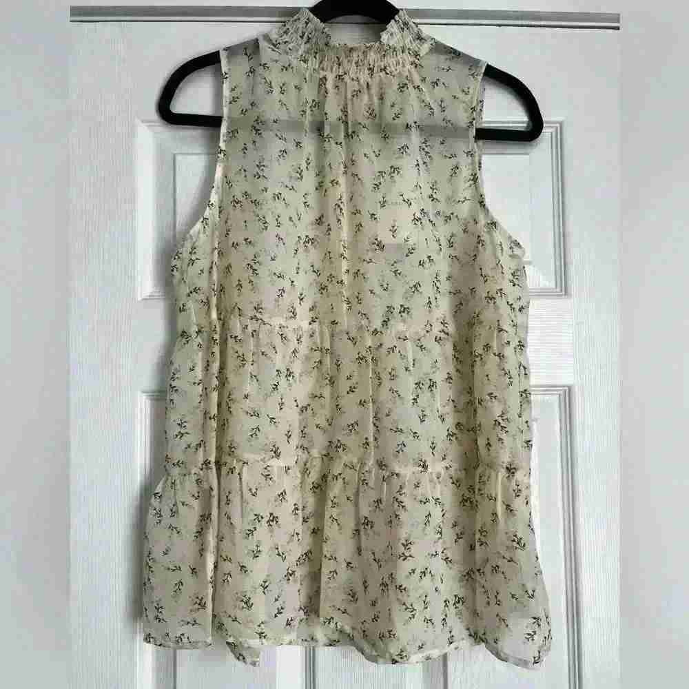 Floral Sleeveless Cream Top